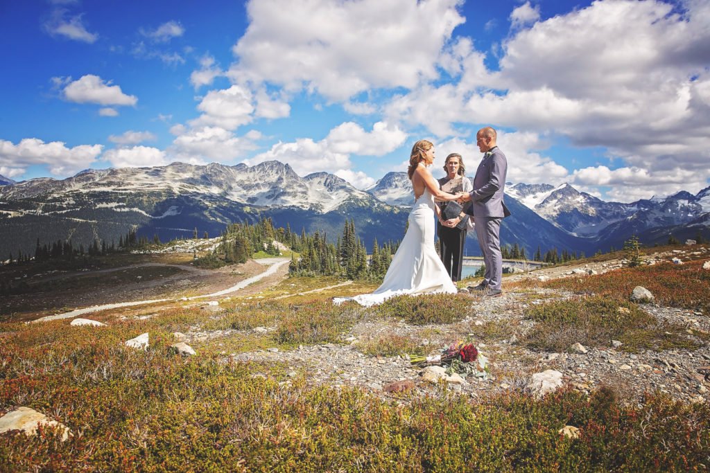 Whistler Elopements couple mountain top ceremony- The Whistler Elopement Company