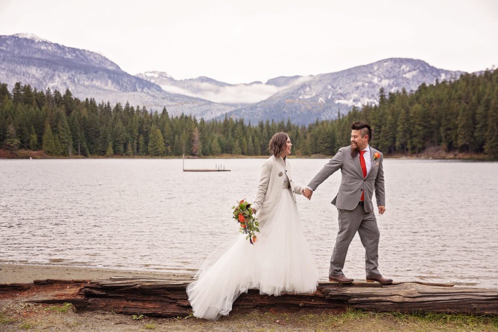 Whistler Elopements Bride and Groom Fall Wedding - The Whistler Elopement Company