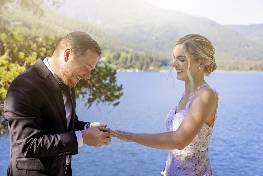 The Whistler Elopement Company Wedding Couple Exchanging vows